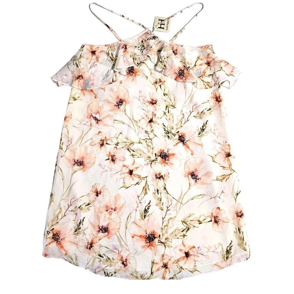 Haute Hippie Dress Size Small Ashbury Halter Floral Mini Shift Ruffles